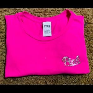 VS PINK SLEEVELESS LARGE TANK TOP WITH GOLD SEQUINS